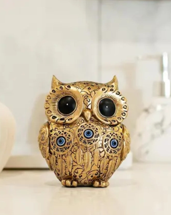 The Spiritual Living Owl Statue for Good Luck II Aesthetic Resin Owl Art Figure Showpiece II Feng Shui & Vastu II Evil Eye II Showpiece for Home Decor II