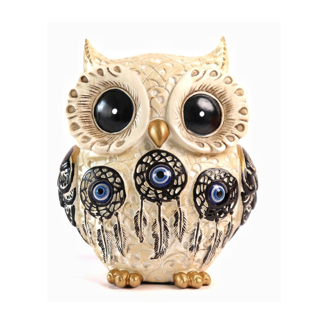 The Spiritual Living Owl Statue for Good Luck II Aesthetic Resin Owl Art Figure Showpiece II Feng Shui & Vastu II Evil Eye II Showpiece for Home Decor II